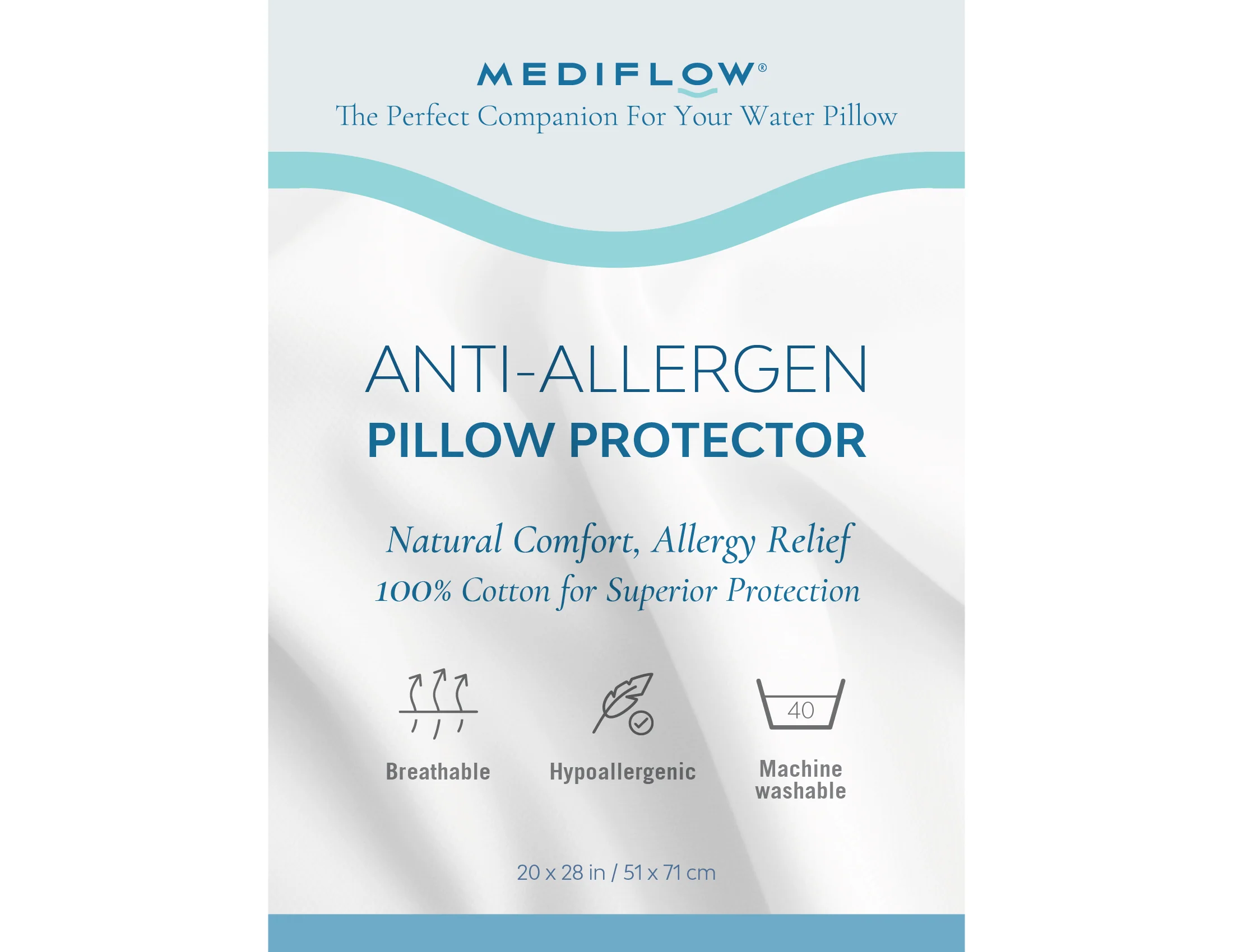 Anti-Allergen Pillow Cover - 100% Cotton, the perfect protection for your water pillow - Image 4