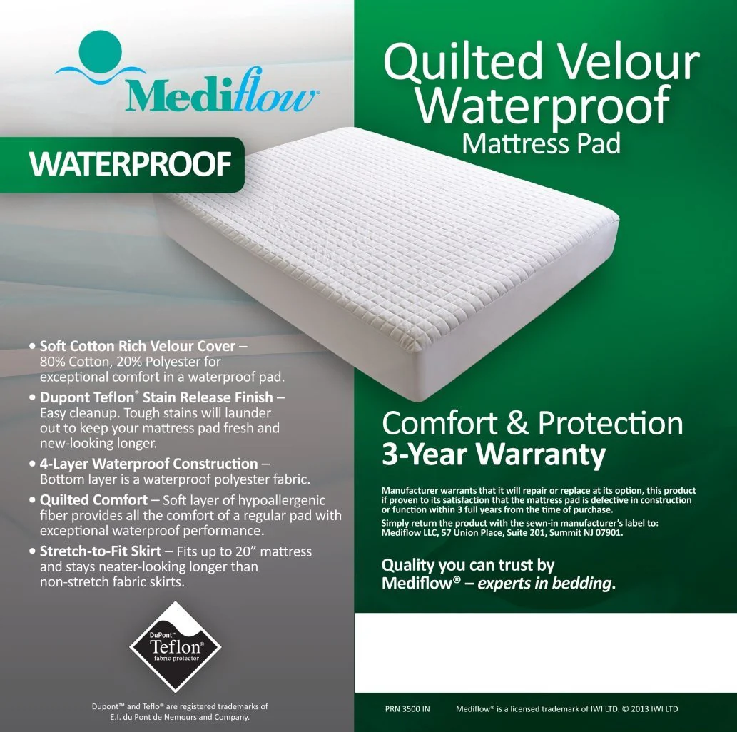 Quilted Velour Waterproof Mattress Pad - Image 3