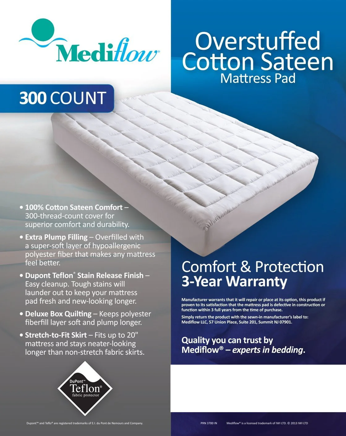 Overstuffed Cotton Sateen Mattress Pad - Image 3